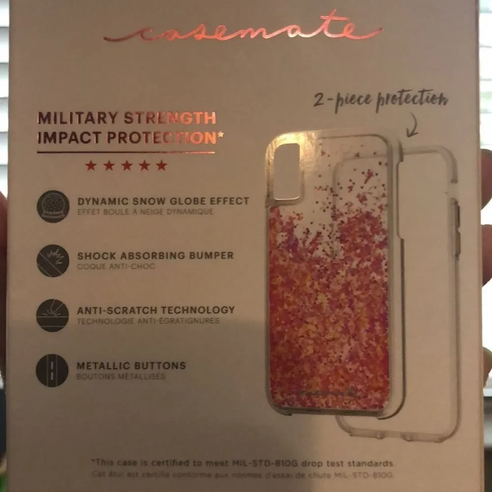 New Case-mate iPhone X/XS Waterfall Glow Glitter Phone Case GLOW IN THE DARK